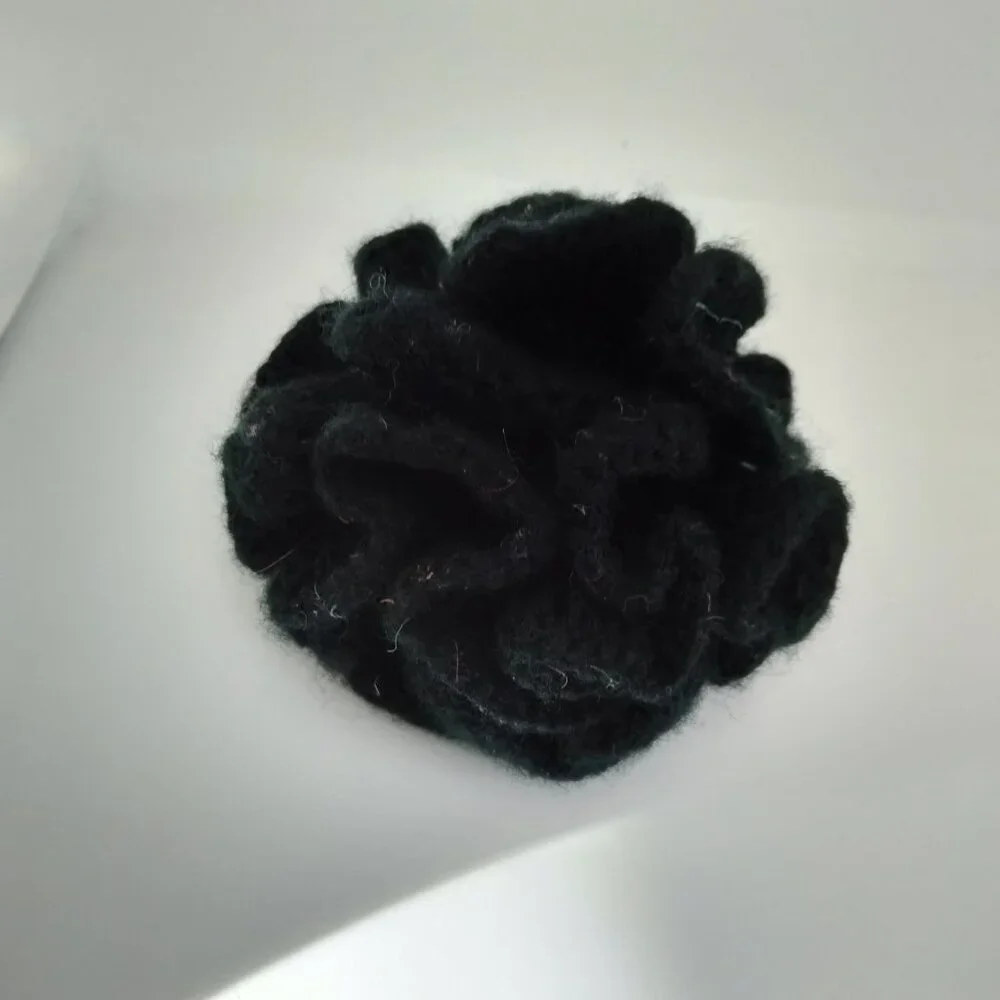 Black Carnation Boutonniere Lapel Pin hand knitted